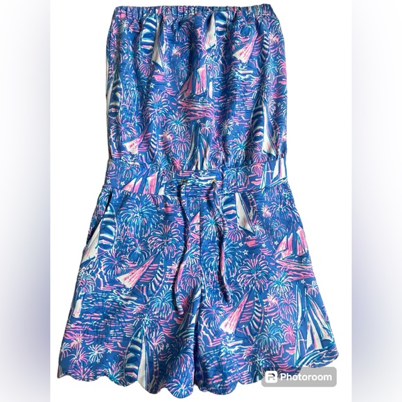 LILLY PULITZER | Jace strapless romper | Boca Blue it’s a Sailabration XXS NWT - Picture 2 of 7
